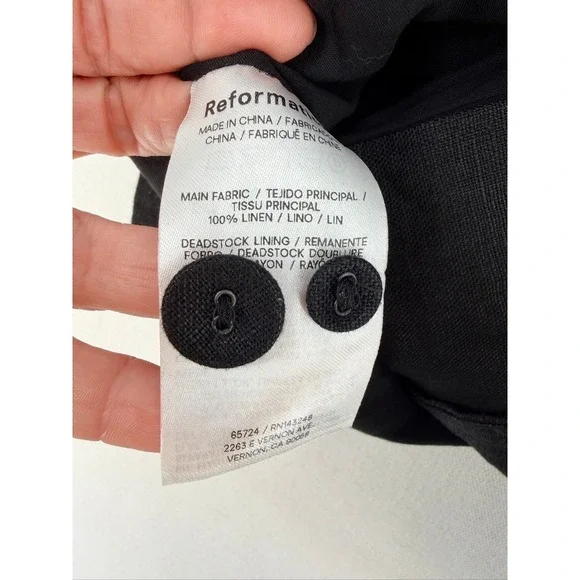 Reformation Tate Linen Halter Top Black Button Front Size 4 NWT - Picture 8 of 16
